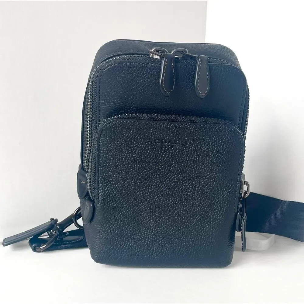 Coach Gotham Sling Pack 13 CR849 Black Leather Crossbody